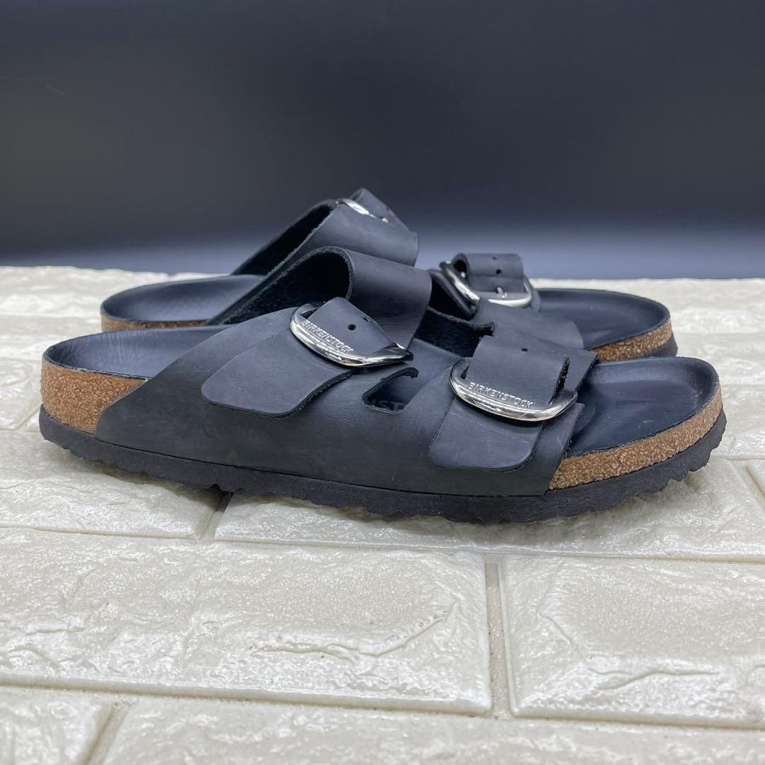 美品 ビルケンシュトック アリゾナ ビッグバックル 25 ブラック シルバー金具