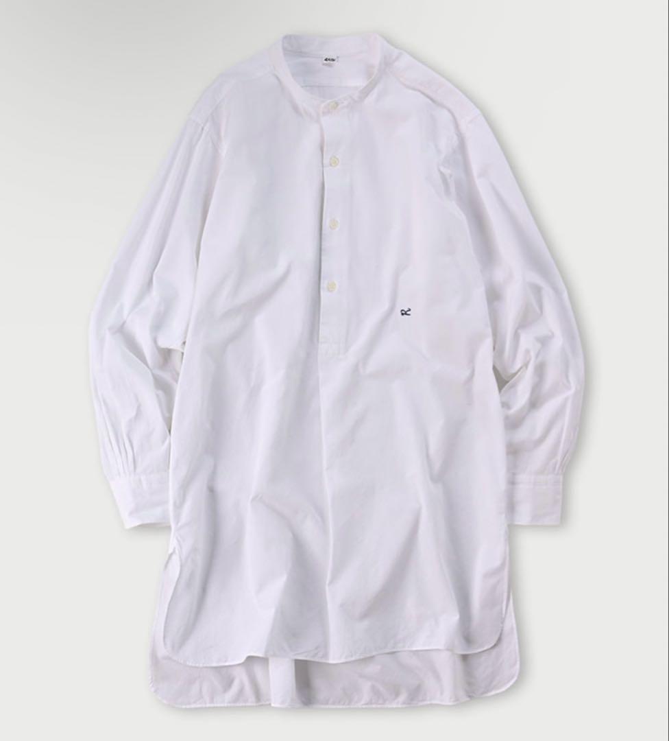 45R★180番三子の908グーグーシャツ　ホワイト　バンドカラー　刺繍
