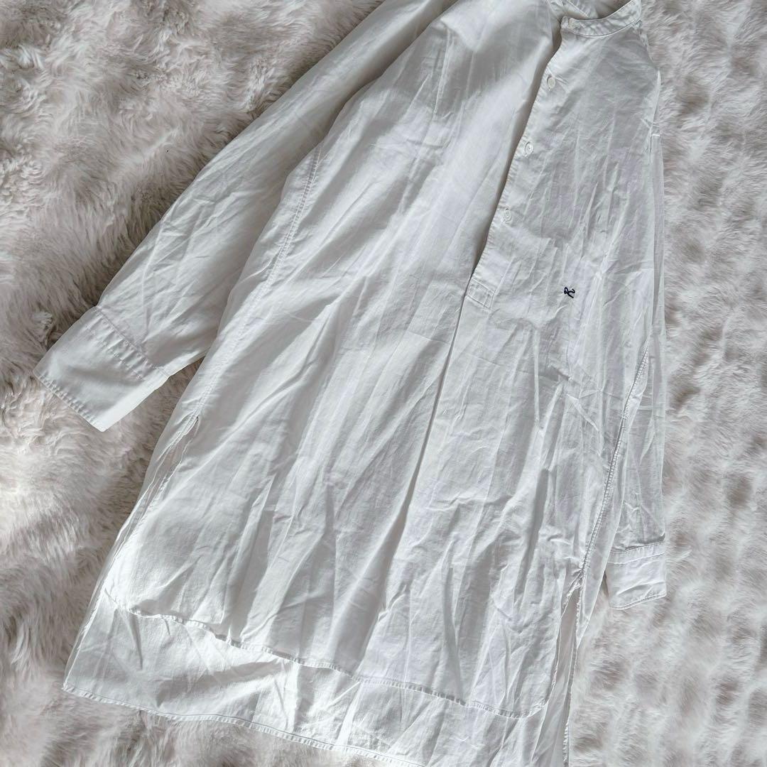 45R★180番三子の908グーグーシャツ　ホワイト　バンドカラー　刺繍