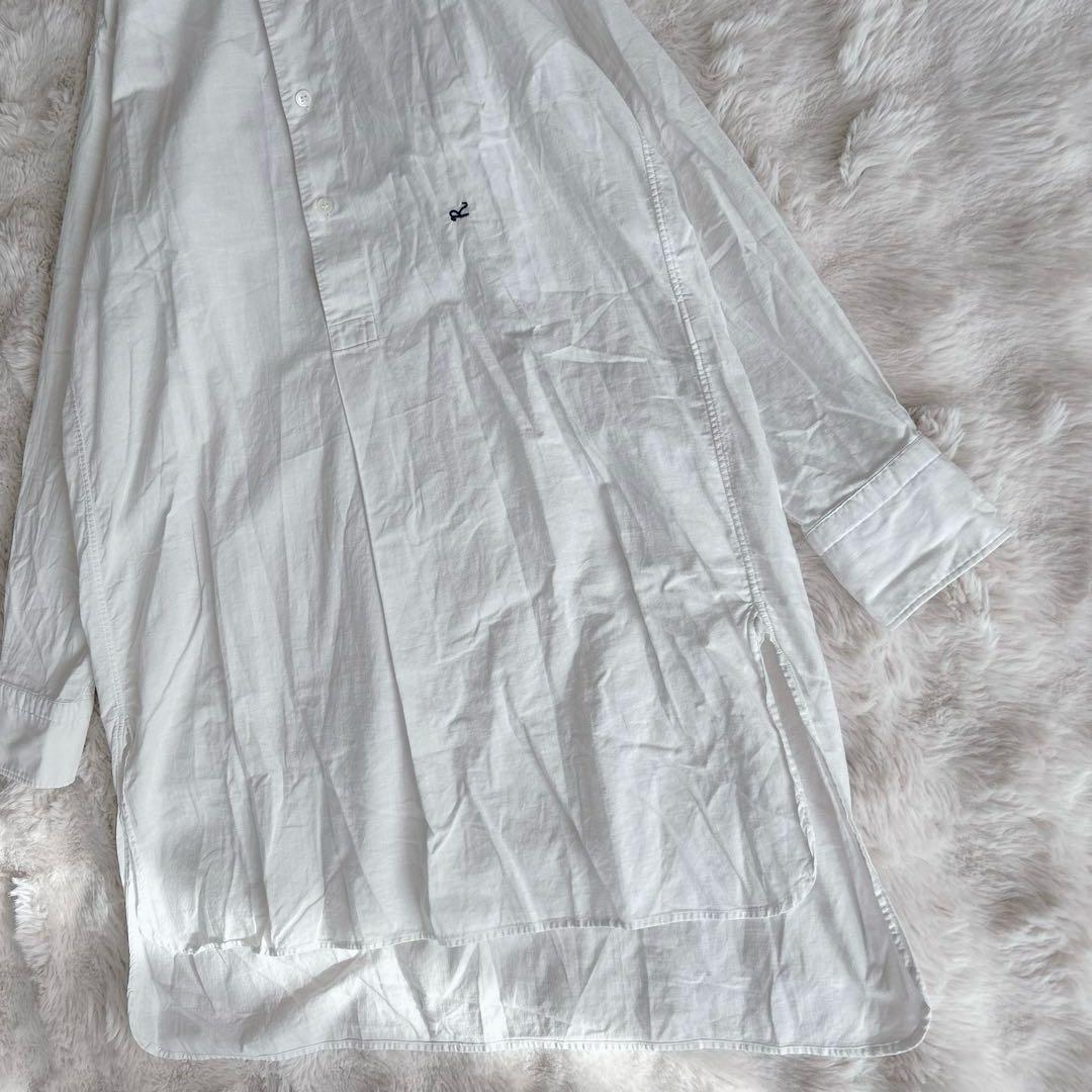 45R★180番三子の908グーグーシャツ　ホワイト　バンドカラー　刺繍