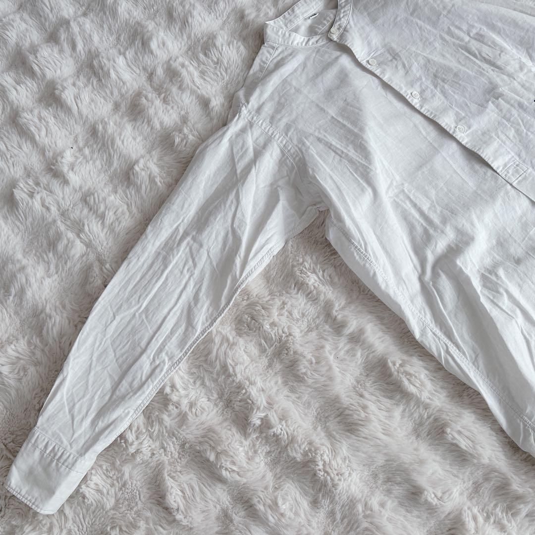 45R★180番三子の908グーグーシャツ　ホワイト　バンドカラー　刺繍