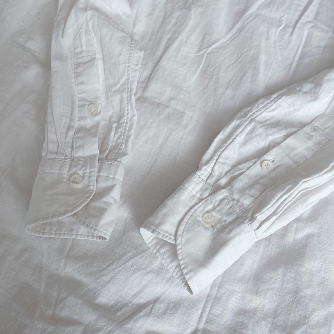 45R★180番三子の908グーグーシャツ　ホワイト　バンドカラー　刺繍