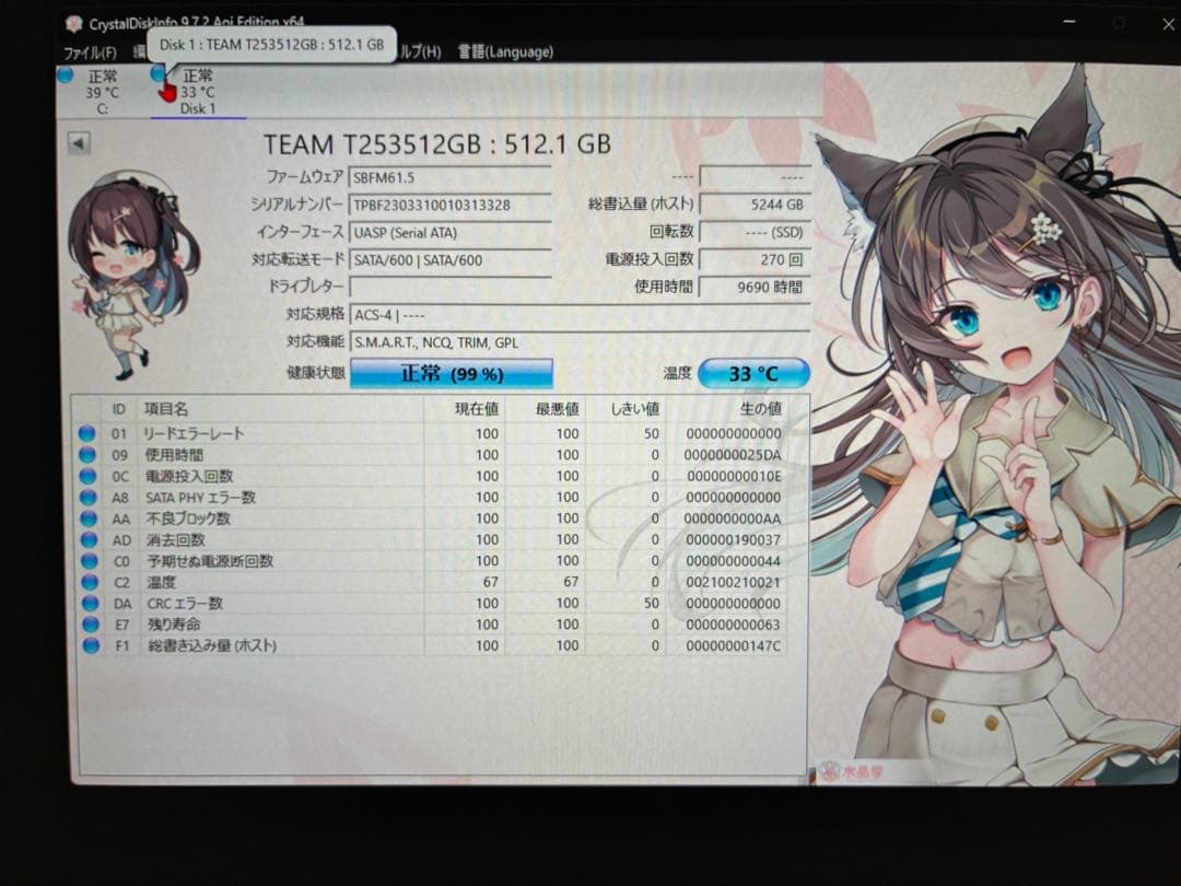 TEAM CX2 SATA 512GB SSD 10個