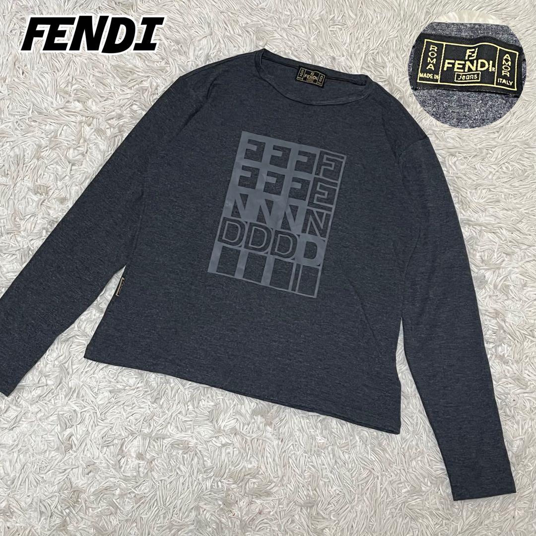 【1841】 FENDI ブランドロゴ 派手 長袖Tシャツ トップス