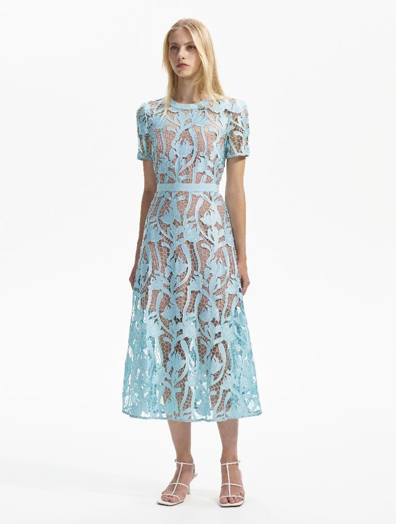 あ*ね様 セルフポートレイト レース ワンピース 水色 UK8 未使用 Lace