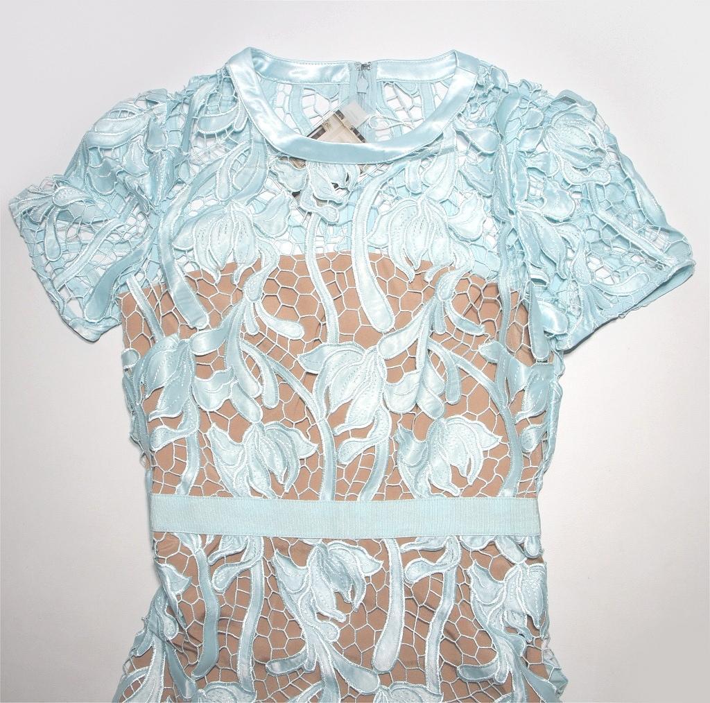 あ*ね様 セルフポートレイト レース ワンピース 水色 UK8 未使用 Lace