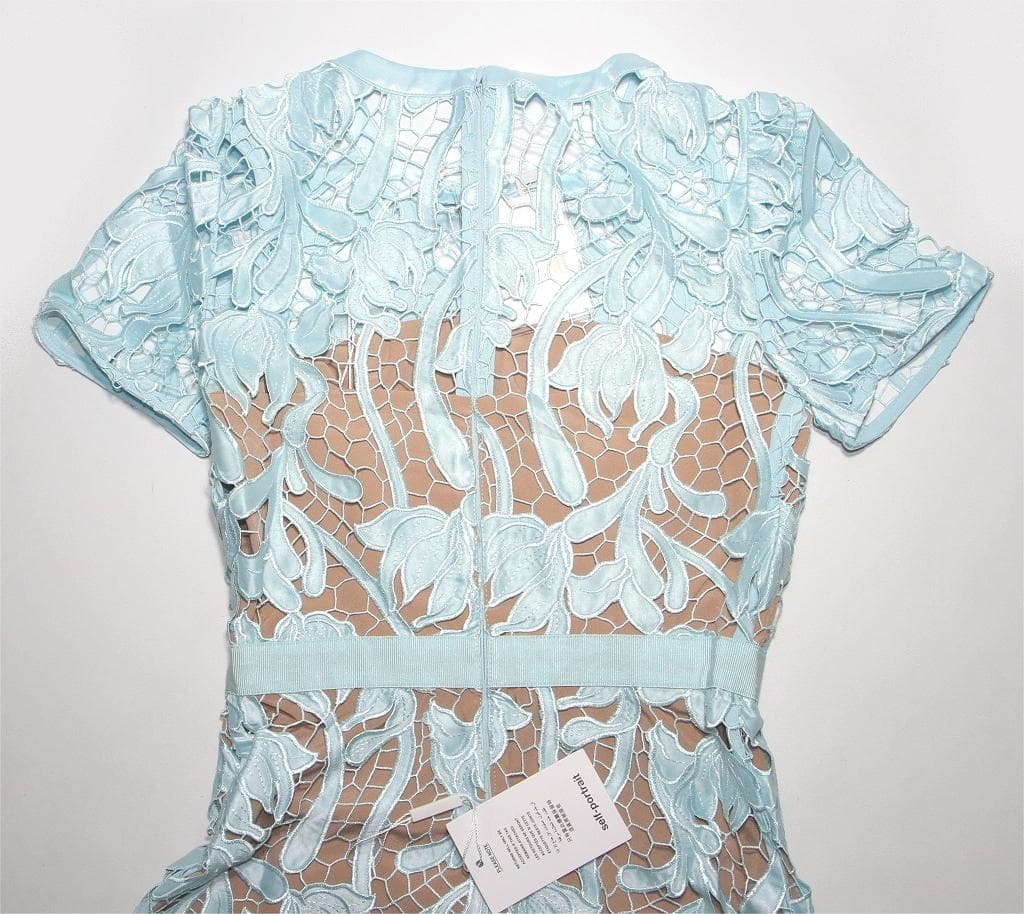 あ*ね様 セルフポートレイト レース ワンピース 水色 UK8 未使用 Lace