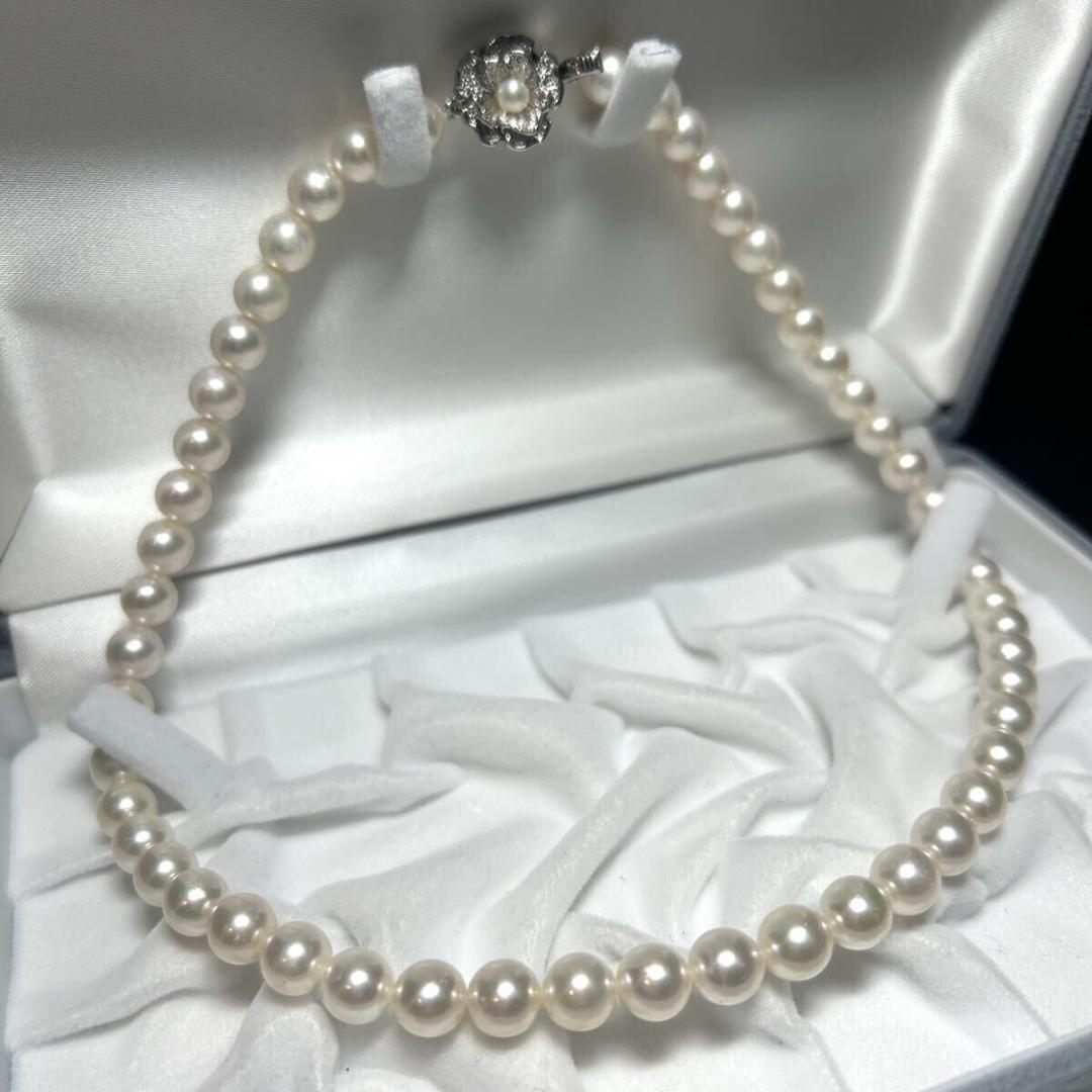 あこや 約7.5-8.0mm パールネックレス 真珠 テリ抜群 ラウンド SV