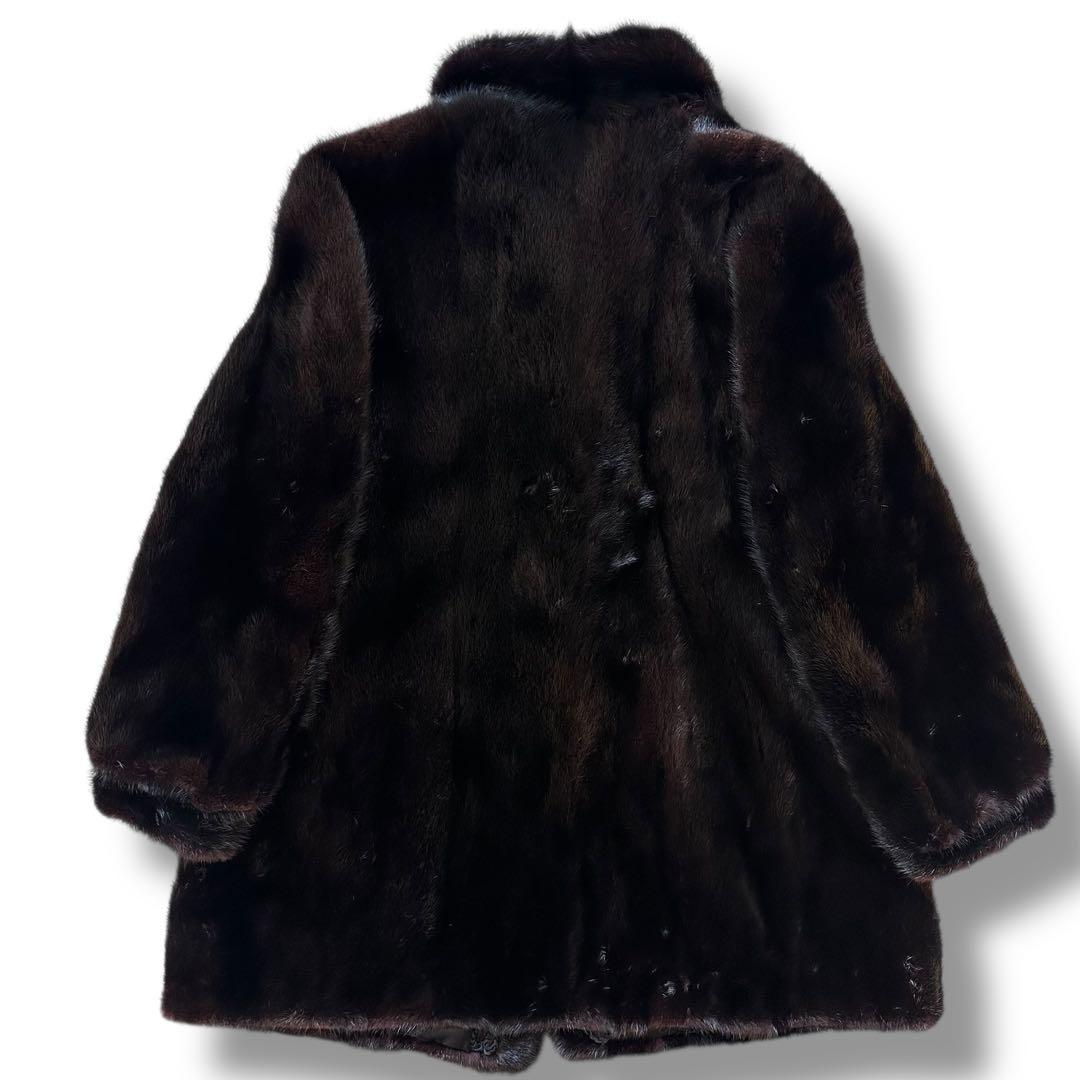 3XL ブラックミンク リアルファーコート 本毛皮 ロング レディース