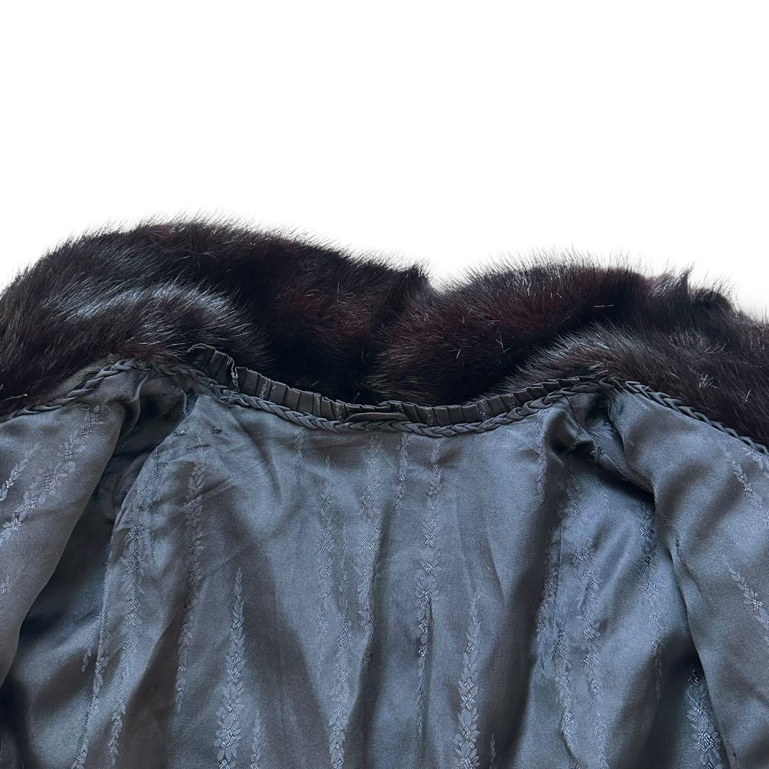 3XL ブラックミンク リアルファーコート 本毛皮 ロング レディース