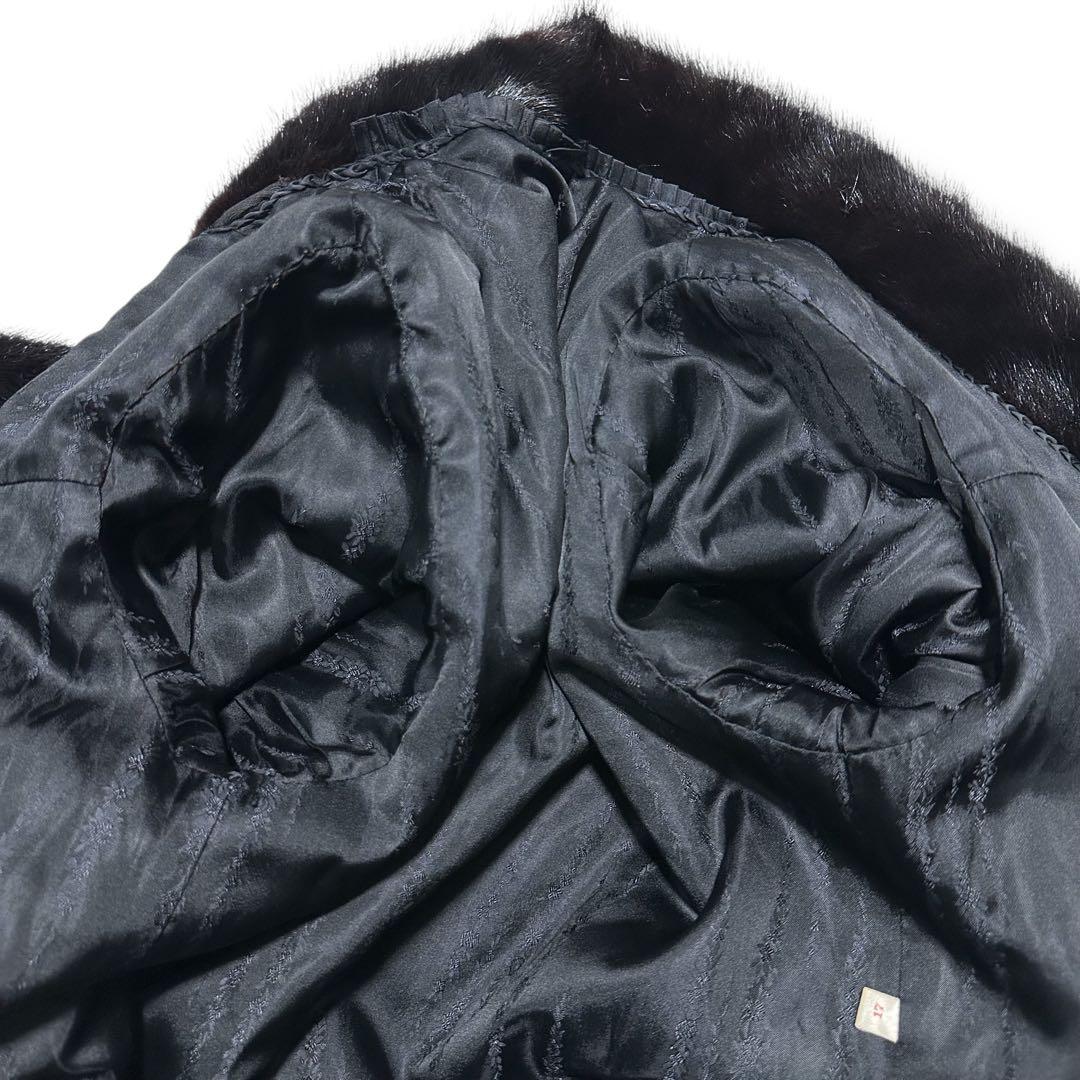 3XL ブラックミンク リアルファーコート 本毛皮 ロング レディース