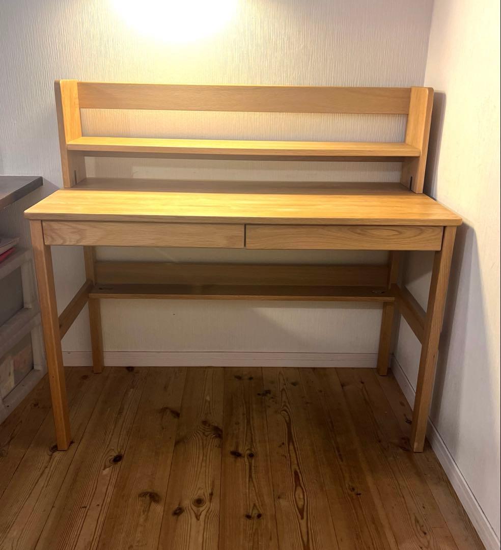無印良品 木製デスク(引き出し➕本棚付き) オーク材