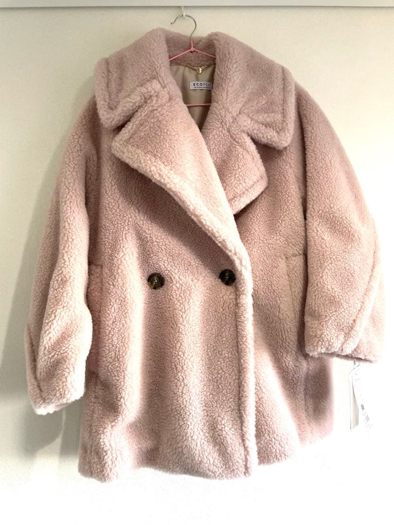 新品未使用　FRAY I.D ECOPELボアミドルコート　ピンク　サイズ0