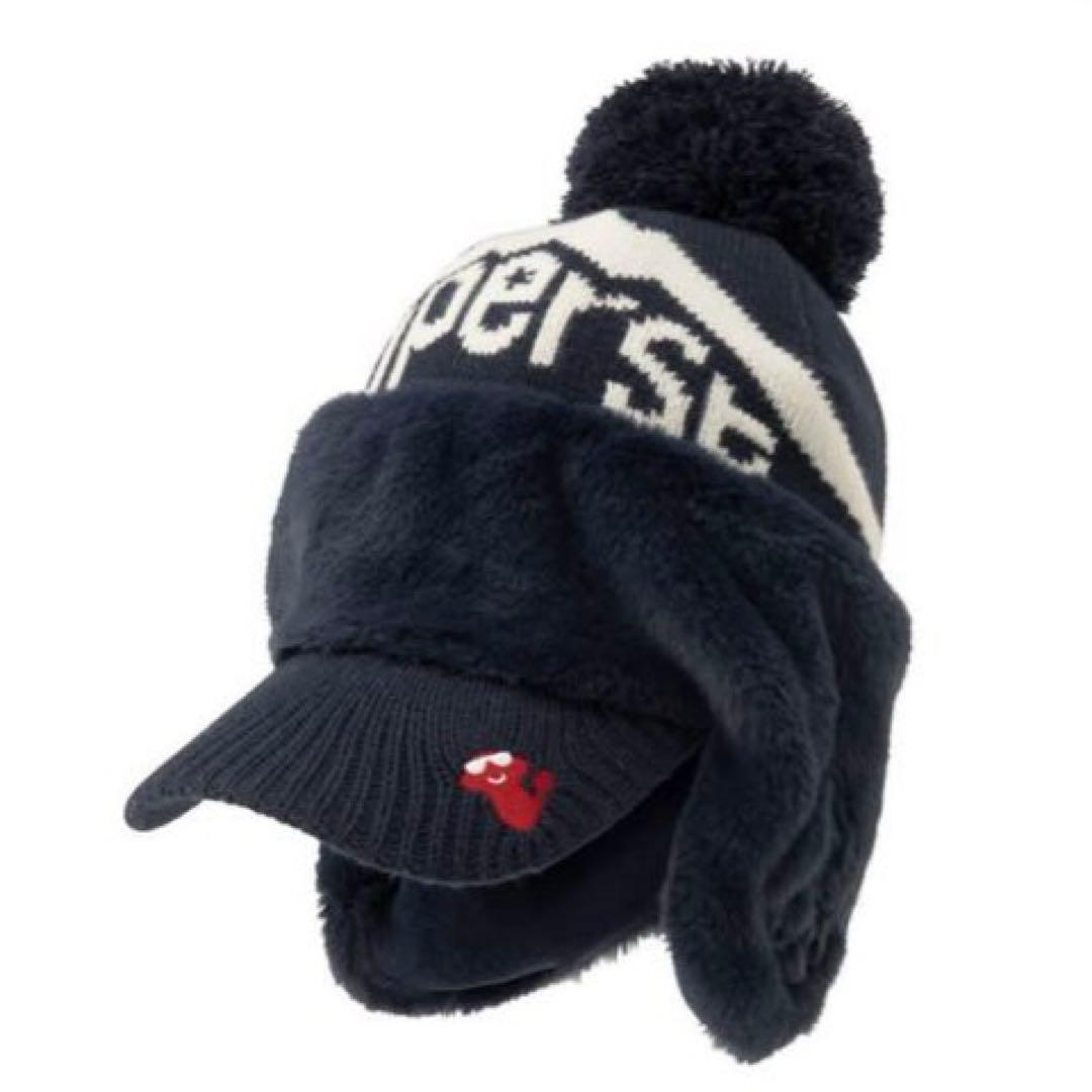 【and per se】ゴルフ　ニットキャップ　ネイビー　レディース　ほぼ新品