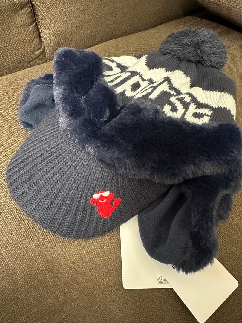 【and per se】ゴルフ　ニットキャップ　ネイビー　レディース　ほぼ新品