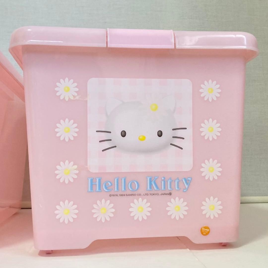 ハローキティ 収納ケース 2点 衣装 蓋付き キャスター ピンク ポップ レトロ