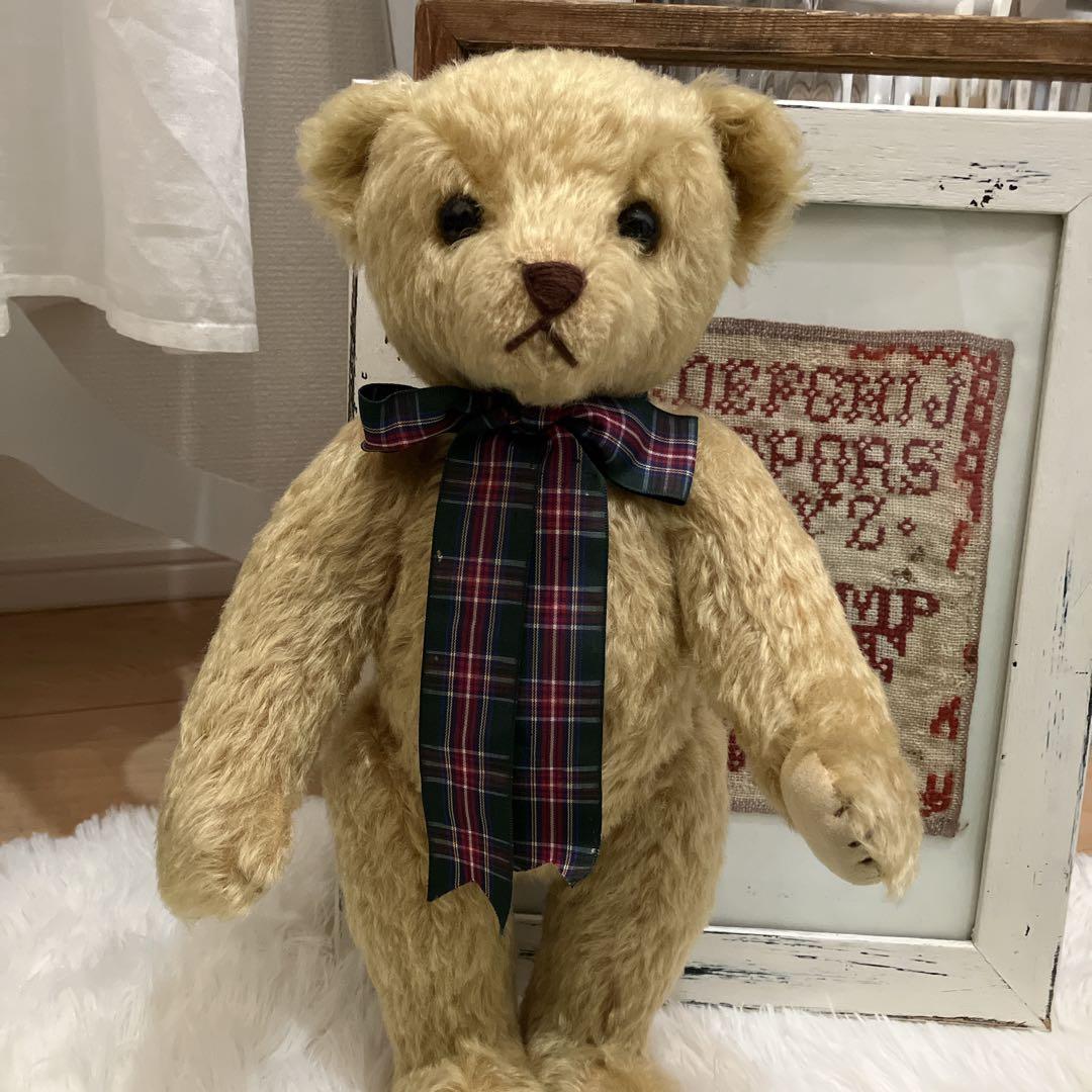 テディベア 30cm リボン ヴィンテージベア アンティークテディベア 蚤の市~