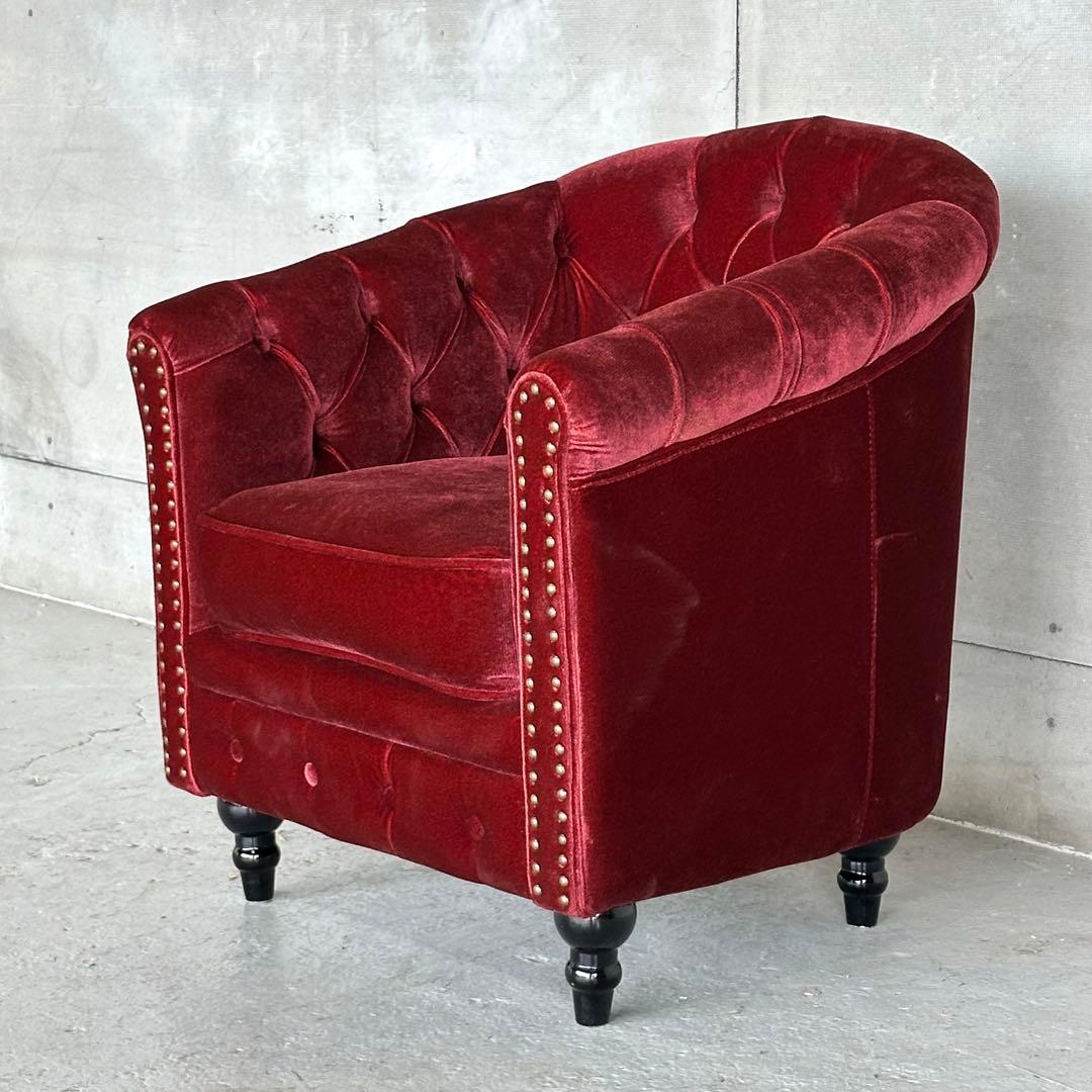 c*m様 ★VINCENT★チェスターフィールド 1Pソファ ベルベット アンテ