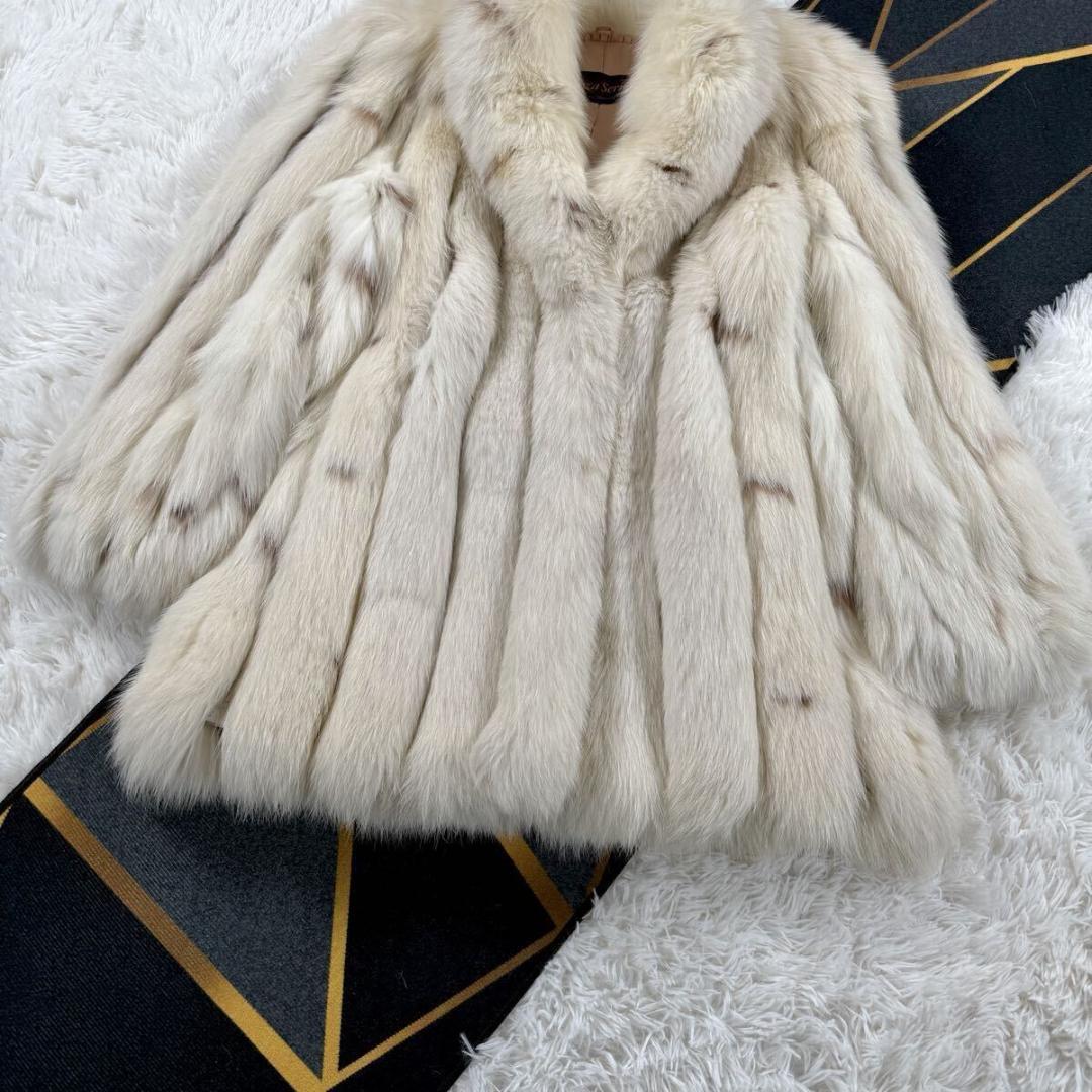 サガロイヤル シャドーフォックス リンクス染め リアルファー コート AA223