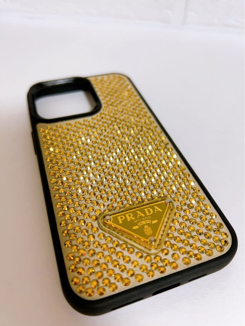 プラダ　PRADA iPhone13Pro ラインストーン　三角ロゴ
