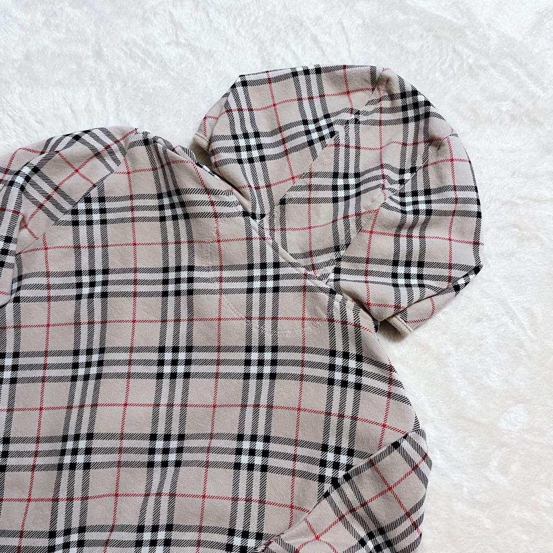 バーバリーブルーレーベル ノバチェック ホースロゴ刺繍 ジップアップパーカー