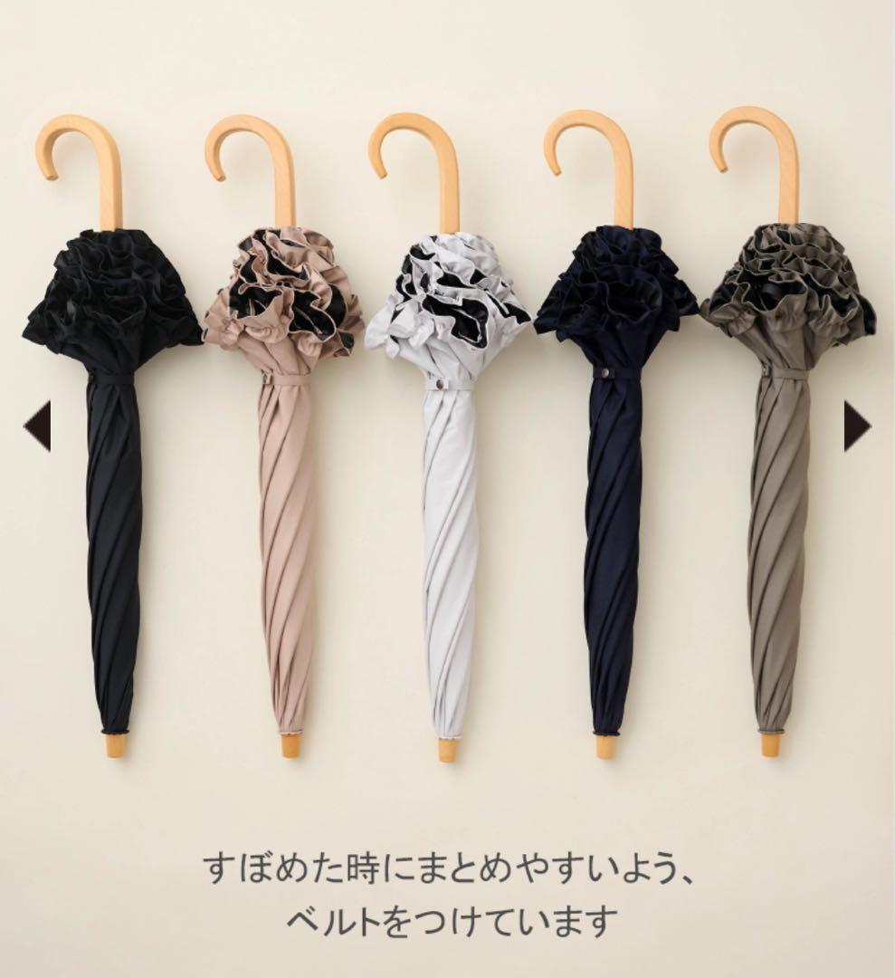 SUN BARRIER 100 フリル付き日傘 ブラック