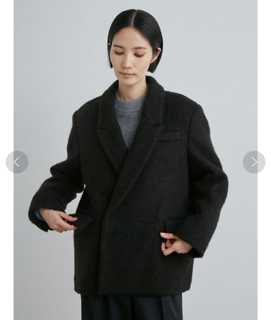 美品 MIESROHE シャギーダブルブレストジャケット ブラック サイズ1