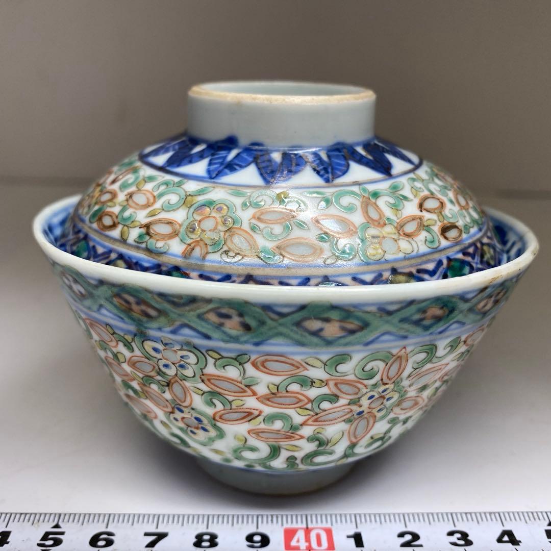 中国清時代　康煕年製　蓋茶碗　直径10.6㎝　タウエ　東な7-0317☆2F