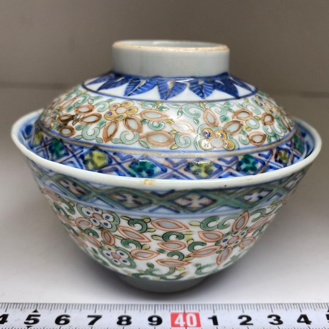 中国清時代　康煕年製　蓋茶碗　直径10.6㎝　タウエ　東な7-0317☆2F