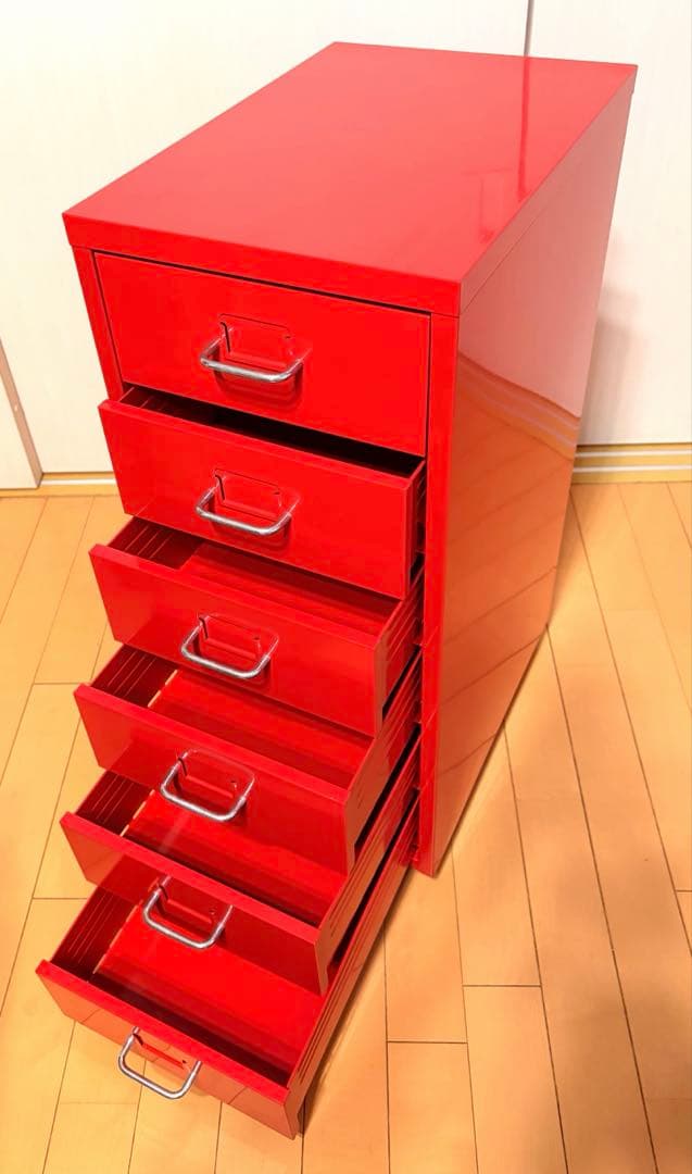 IKEA キャスター付き6段キャビネット HELMER（ヘルメル）　レッド