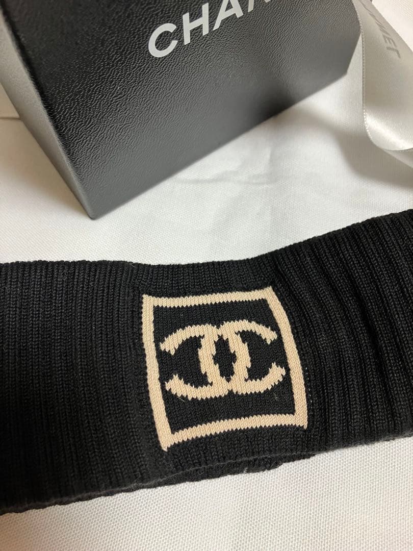 極美品 CHANEL シャネル CC ココマーク ヘアアクセサリー ヘアバンド