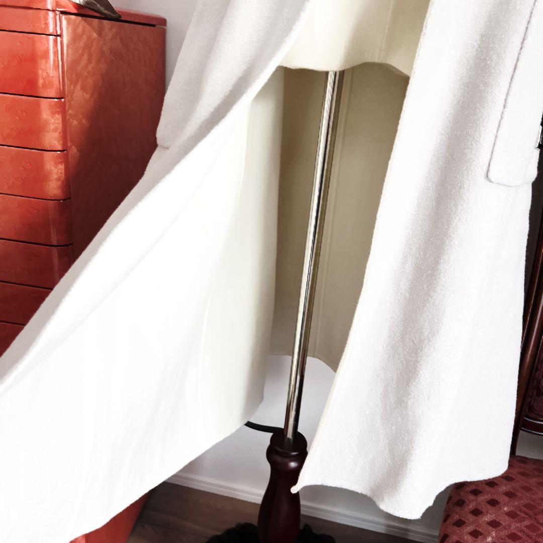 美品　foxyフォクシー　ダブルフェイス ウール　ロング　ジレ　ベルト　グレー