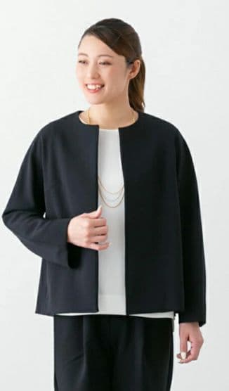 トラバイユ マニュアル ダブルクロス ノーカラー ジャケット 　ブラック