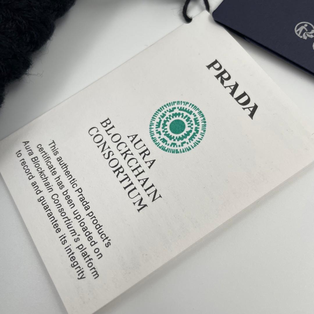 【✨新品タグ付】 プラダ ニット帽 ギャバジン×ウール 三角ロゴ ICタグ 黒