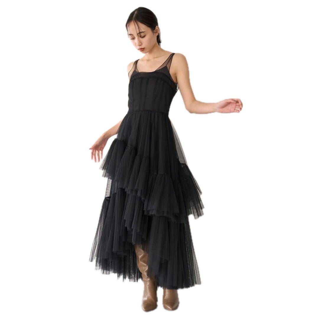 snidel プリーツティアードチュールドレス　新品タグ付き