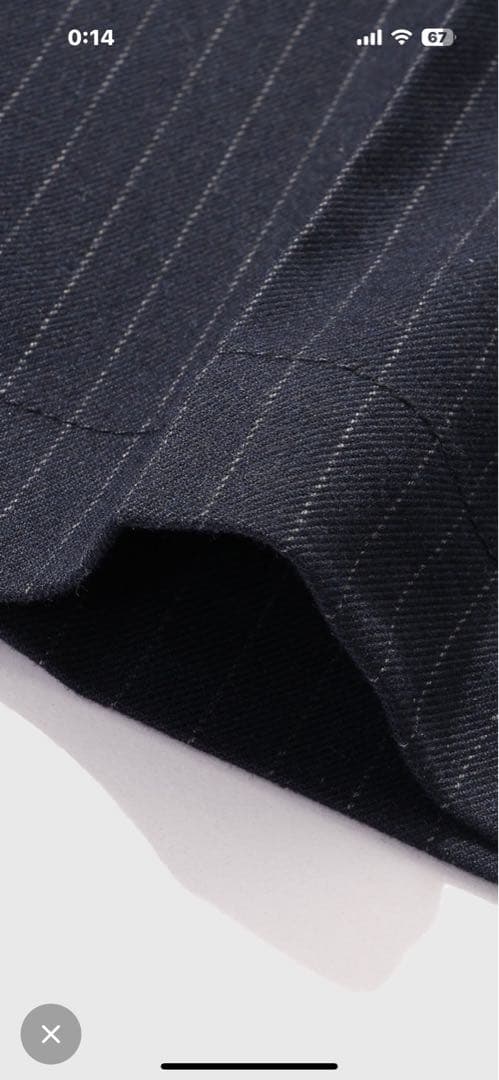 グラミチ　ネイビー ストライプ ワイドパンツ