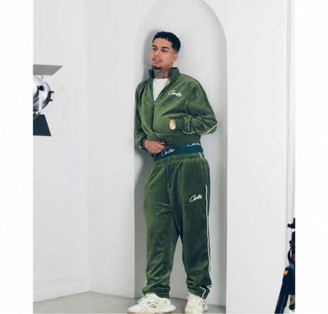 Corteiz Velour Tracksuit Green ベロア