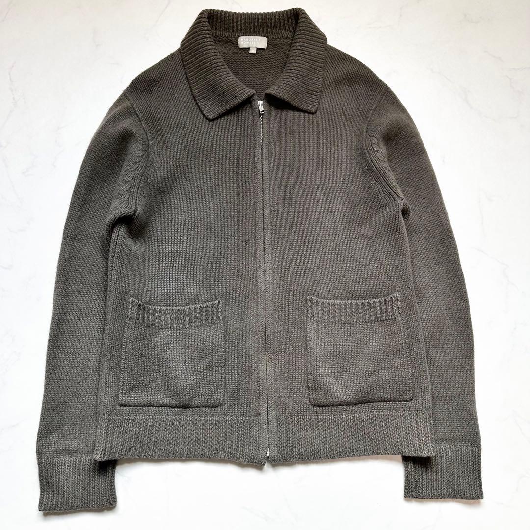 マーガレットハウエル シルクカシミヤ ジップアップカーディガン 近年 オリーブM