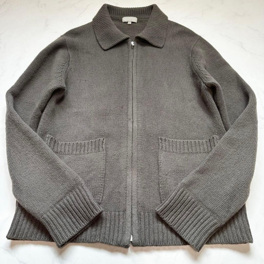 マーガレットハウエル シルクカシミヤ ジップアップカーディガン 近年 オリーブM