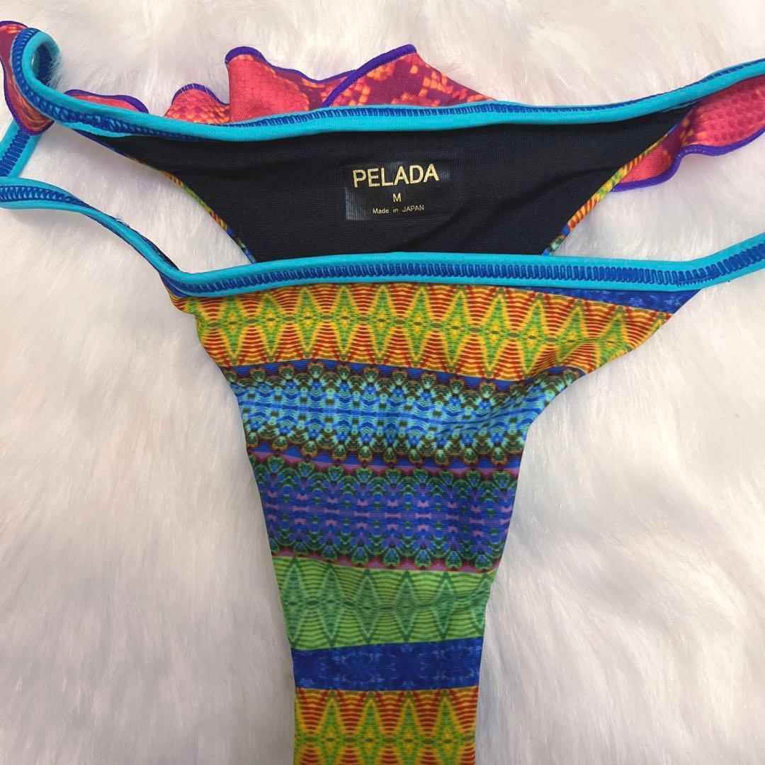 【新品未使用】PELADAブラジリアンビキニ　ブルー　ヒラヒラ　Mサイズ