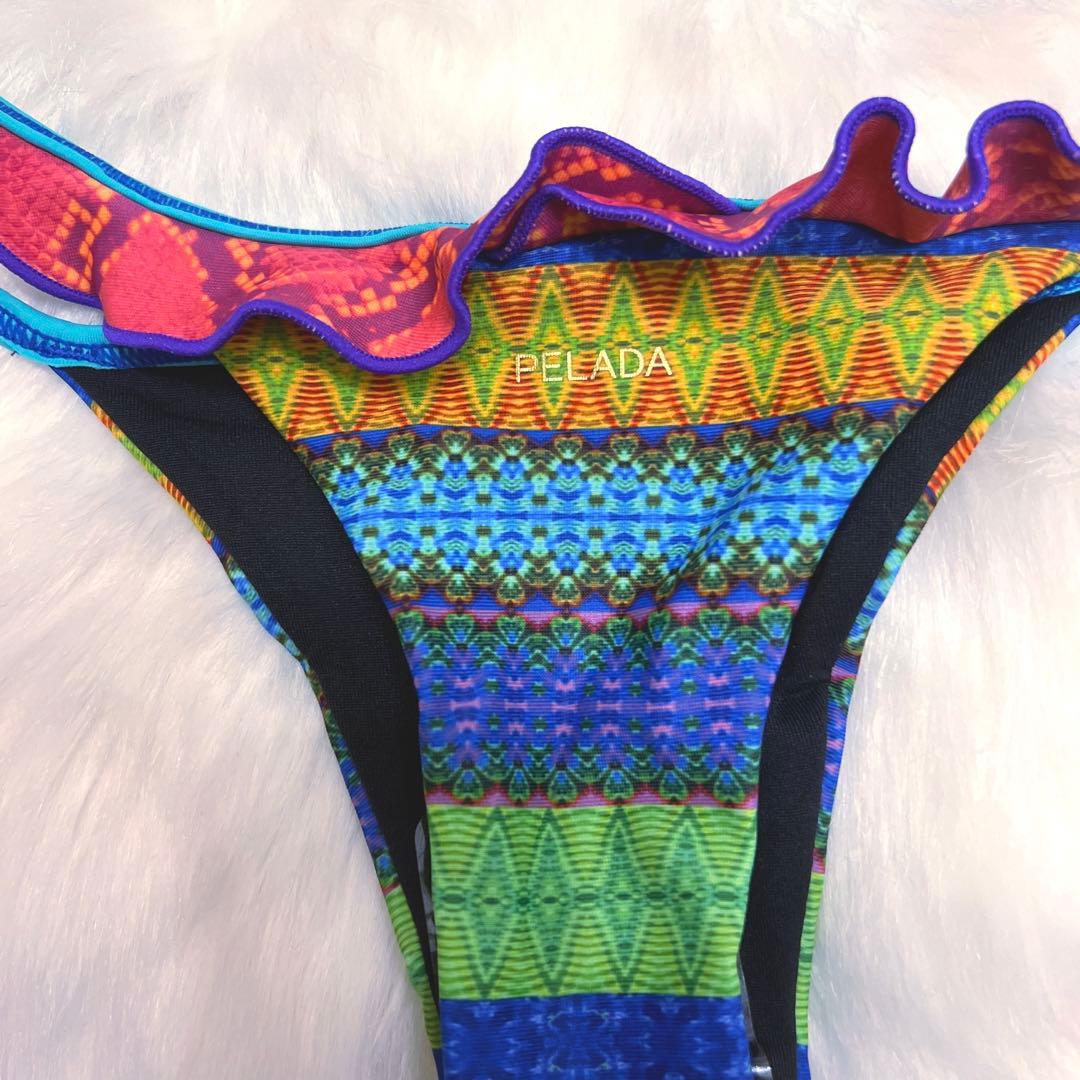 【新品未使用】PELADAブラジリアンビキニ　ブルー　ヒラヒラ　Mサイズ