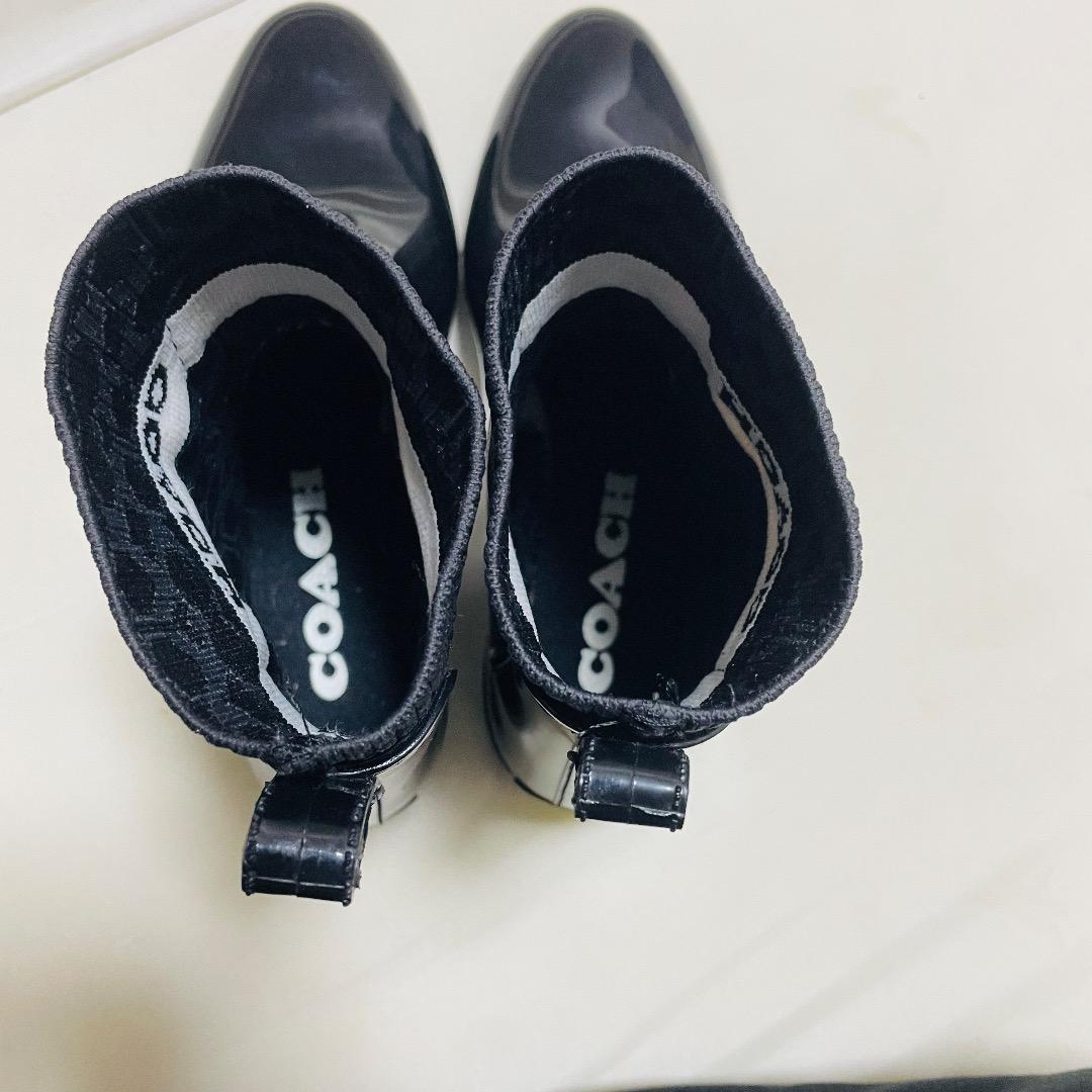 coach コーチ レインブーツ 黒 シグネチャー 24cm
