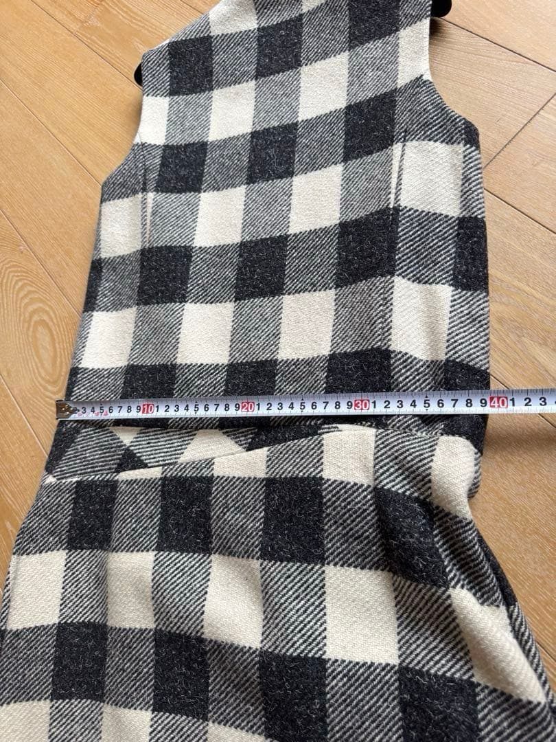 BALENCIAGA バレンシアガ チェック柄 ノースリーブ ひざ丈ワンピ 36