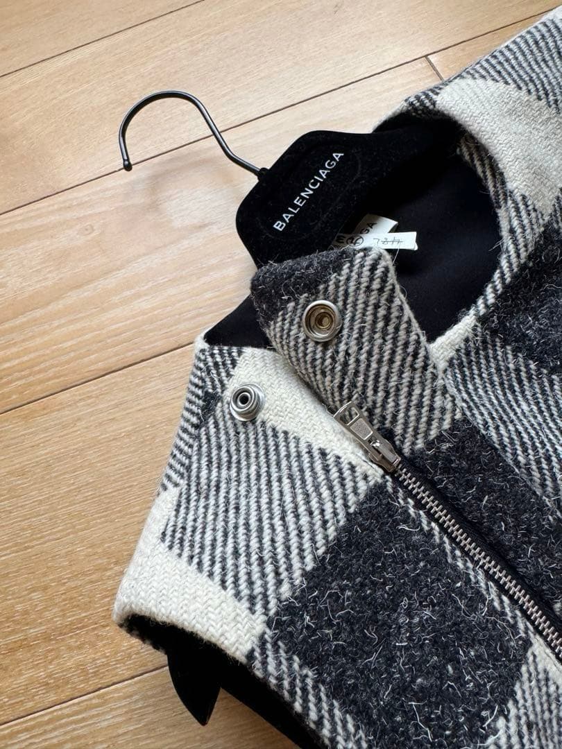 BALENCIAGA バレンシアガ チェック柄 ノースリーブ ひざ丈ワンピ 36