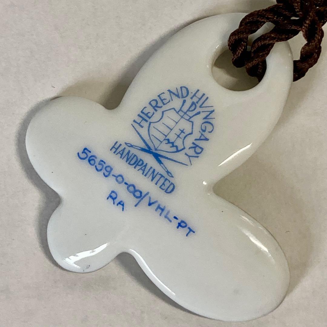 【美品】ヘレンド HEREND バタフライ ライラック ペンダント 蝶 陶器
