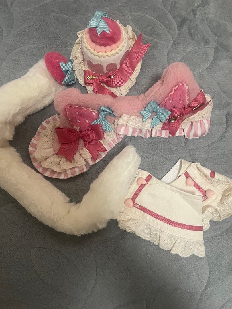 【Lサイズ】Belchic サクラピンクガーリーバブルロリータドレス+エプロン