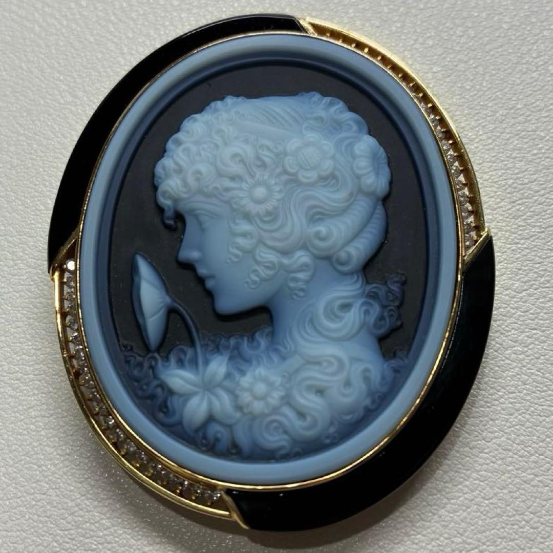 Schmidt作 カメオ ブローチ ネックレストップ K18 0.64 約28g