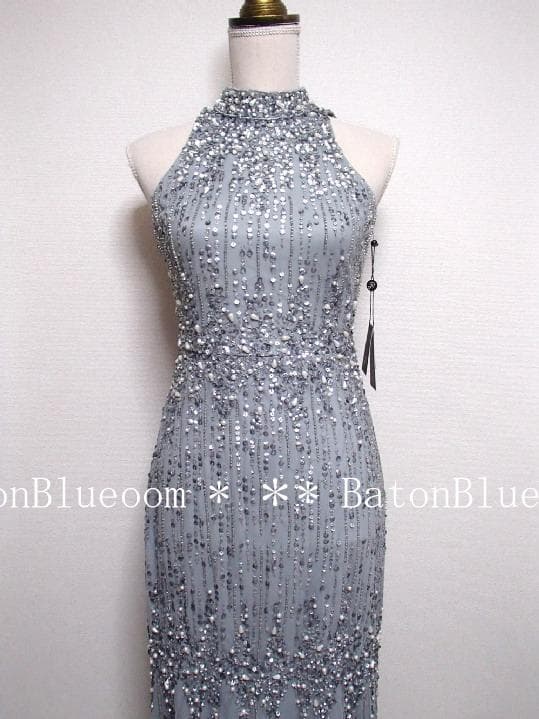 新品☆アドリアナパペル☆美スパンコール刺繍ドレス☆グレー☆演奏会ウェディング