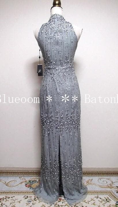 新品☆アドリアナパペル☆美スパンコール刺繍ドレス☆グレー☆演奏会ウェディング