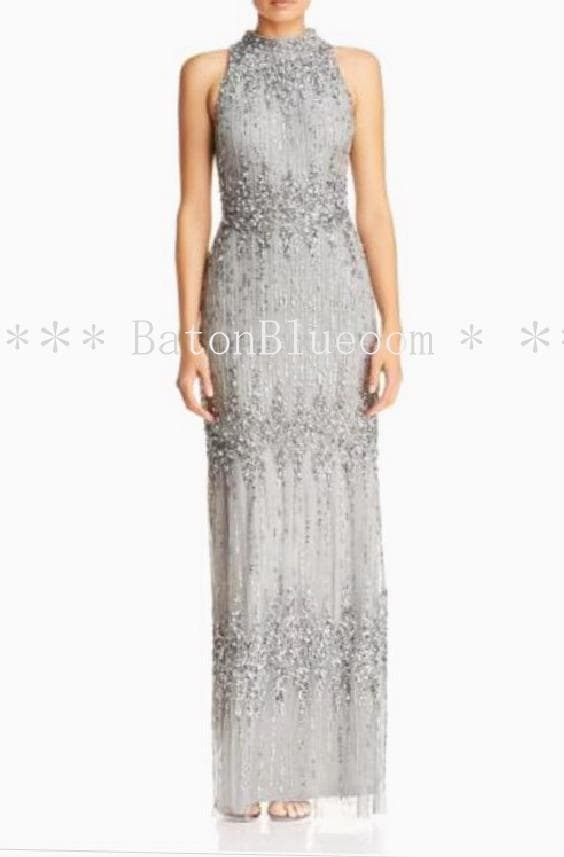 新品☆アドリアナパペル☆美スパンコール刺繍ドレス☆グレー☆演奏会ウェディング